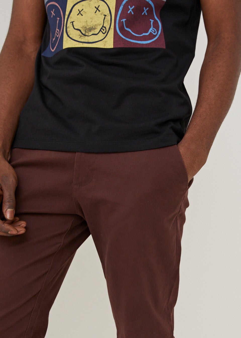 Burgundy Straight Fit Stretch Chinos