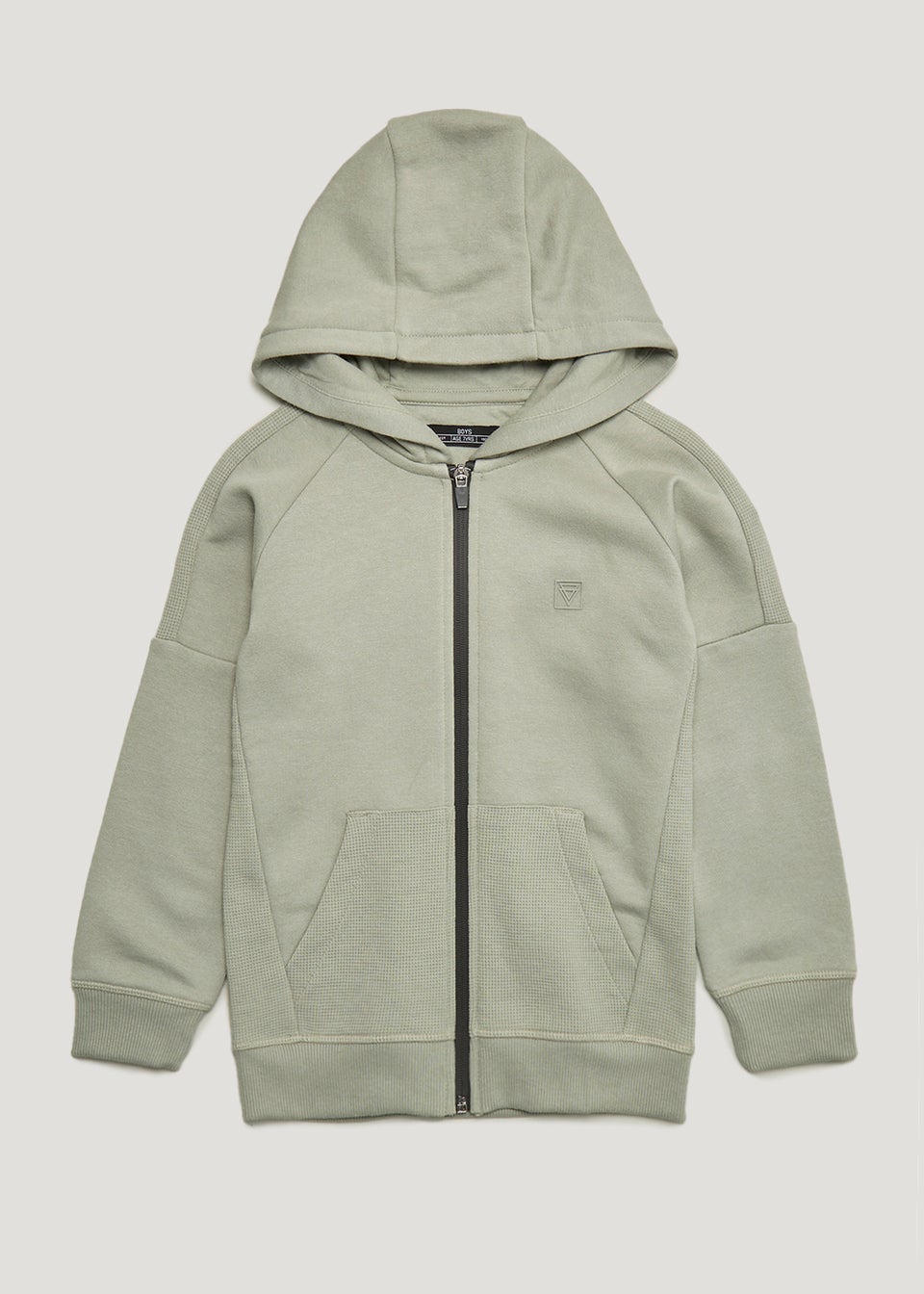 Boys Khaki Waffle Zip Up Hoodie (4-15yrs)
