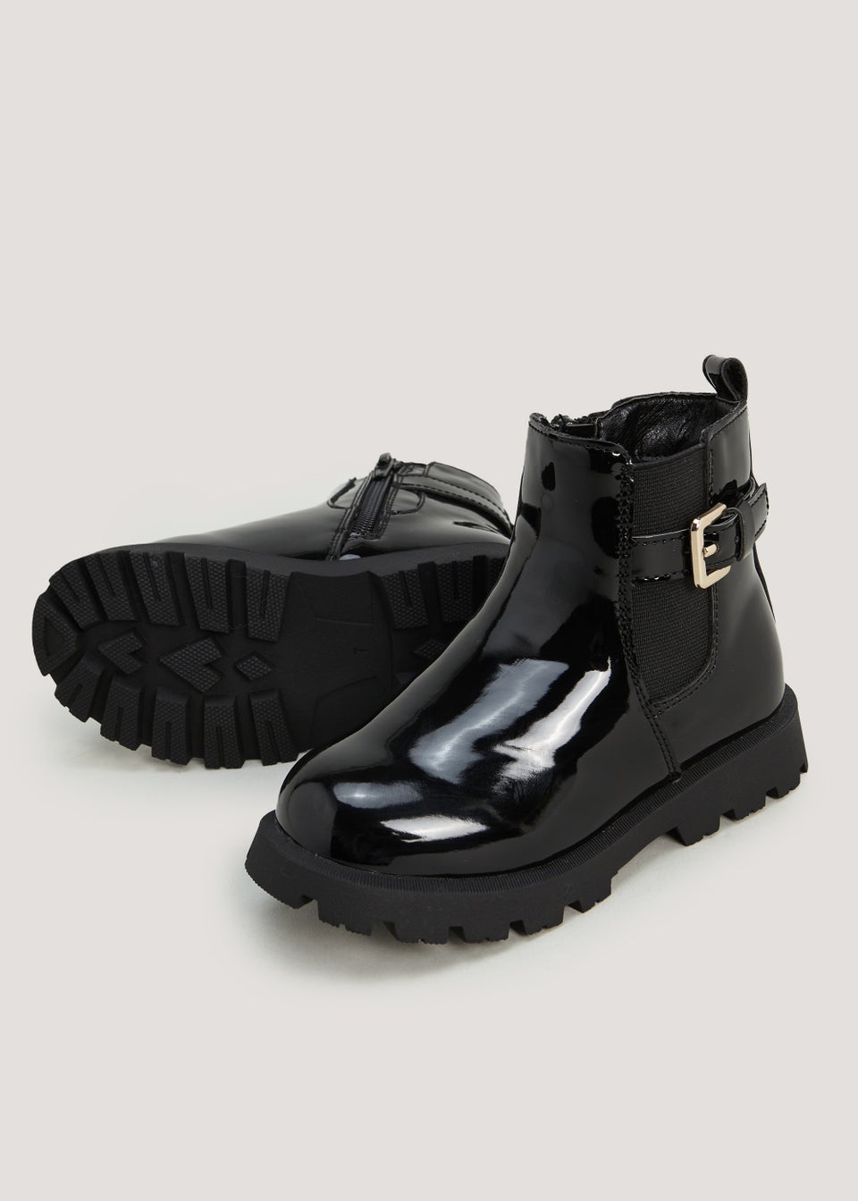 Girls Black Patent Chelsea Boots Younger 4 12