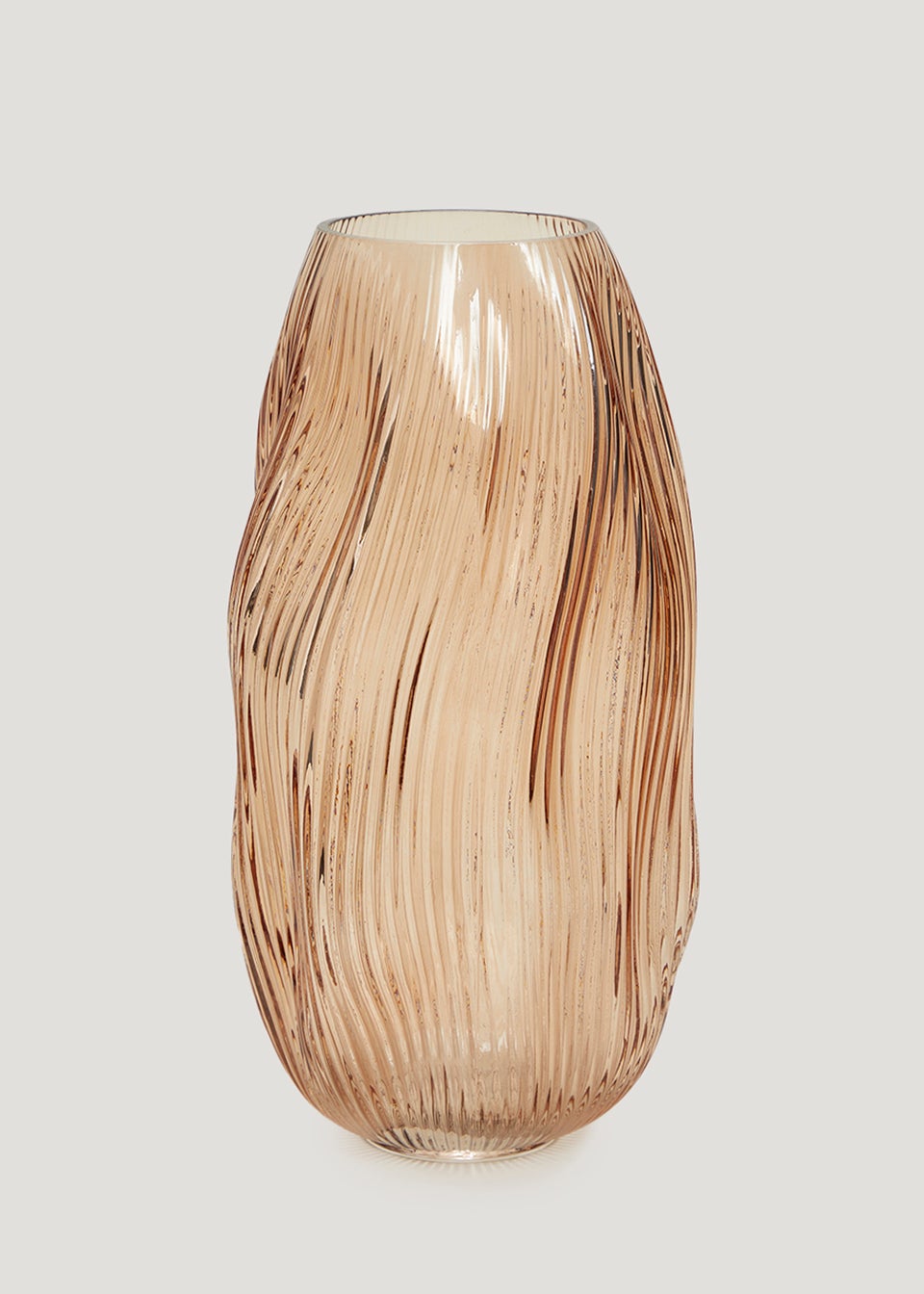 Amber Ripple Glass Vase (15cm x 15cm x 29cm) Matalan