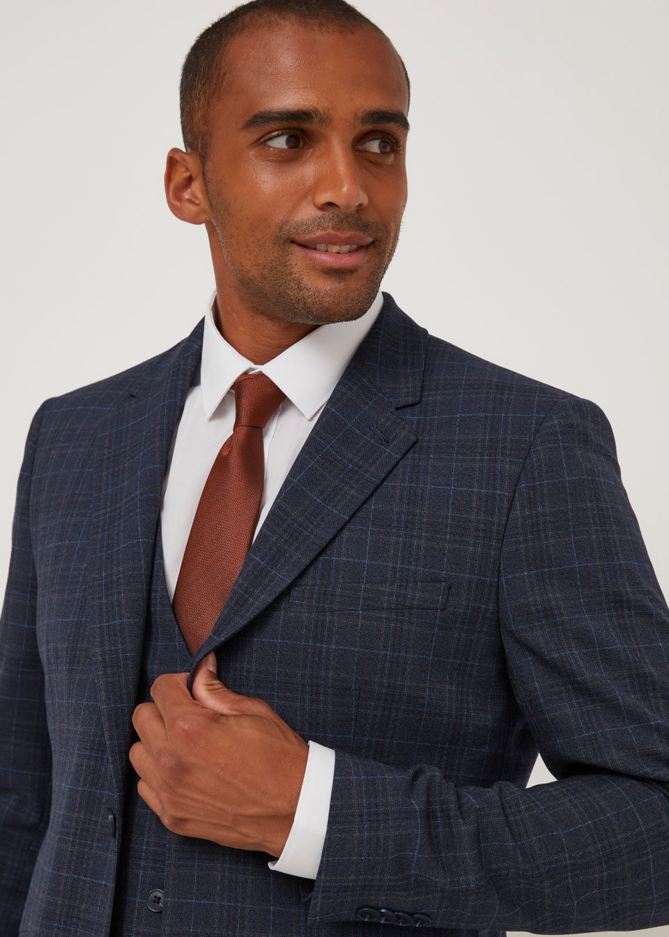 Taylor Wright Hobbes Navy Check Slim Fit Suit Jacket