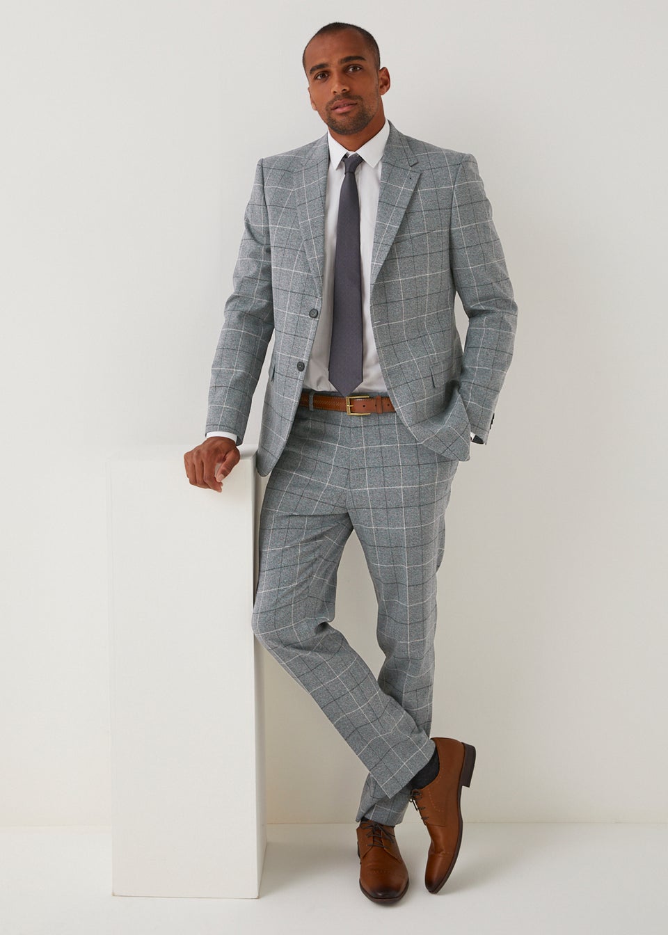 Taylor Wright Grey Check Tailored Fit Suit Jacket Matalan