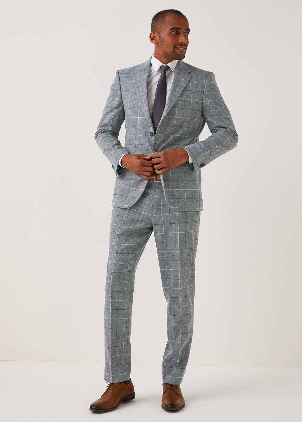 Taylor & Wright Grey Check Tailored Fit Suit Trousers