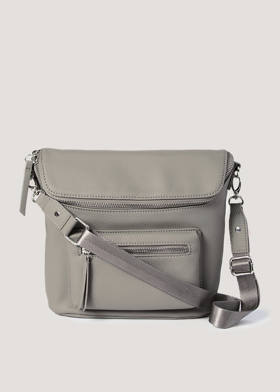 Grey Messenger Crossbody Bag