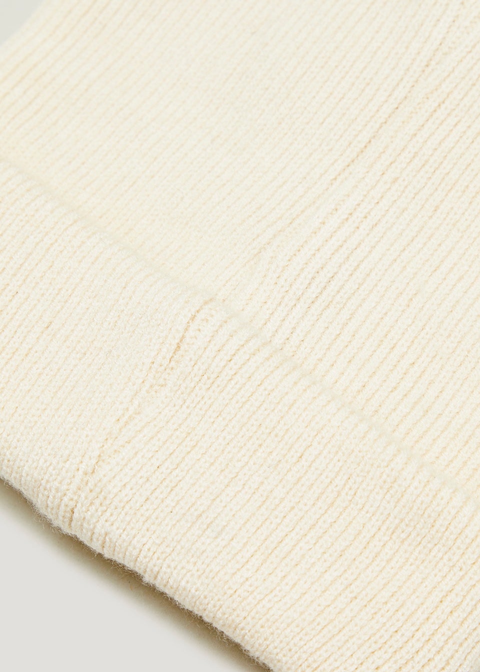 Ecru Ribbed Beanie Hat
