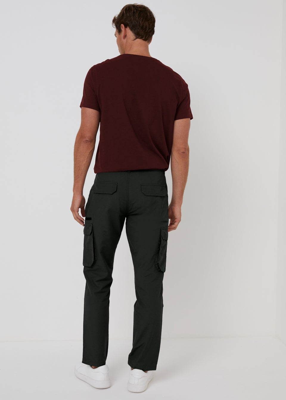 Black Belted Straight Fit Utility Cargo Trousers