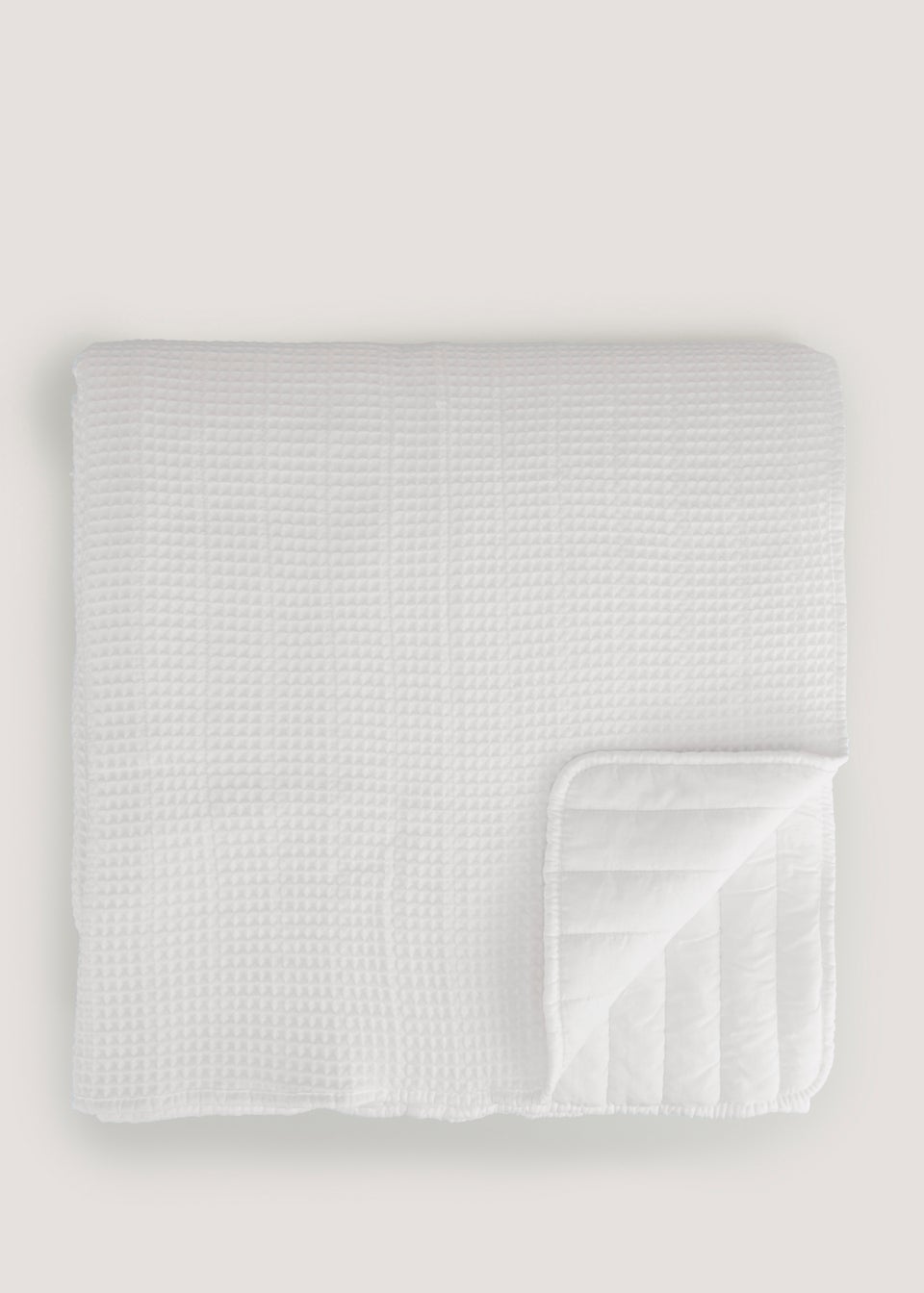 White Ribbed Waffle Bedspread (220cm x 220cm)