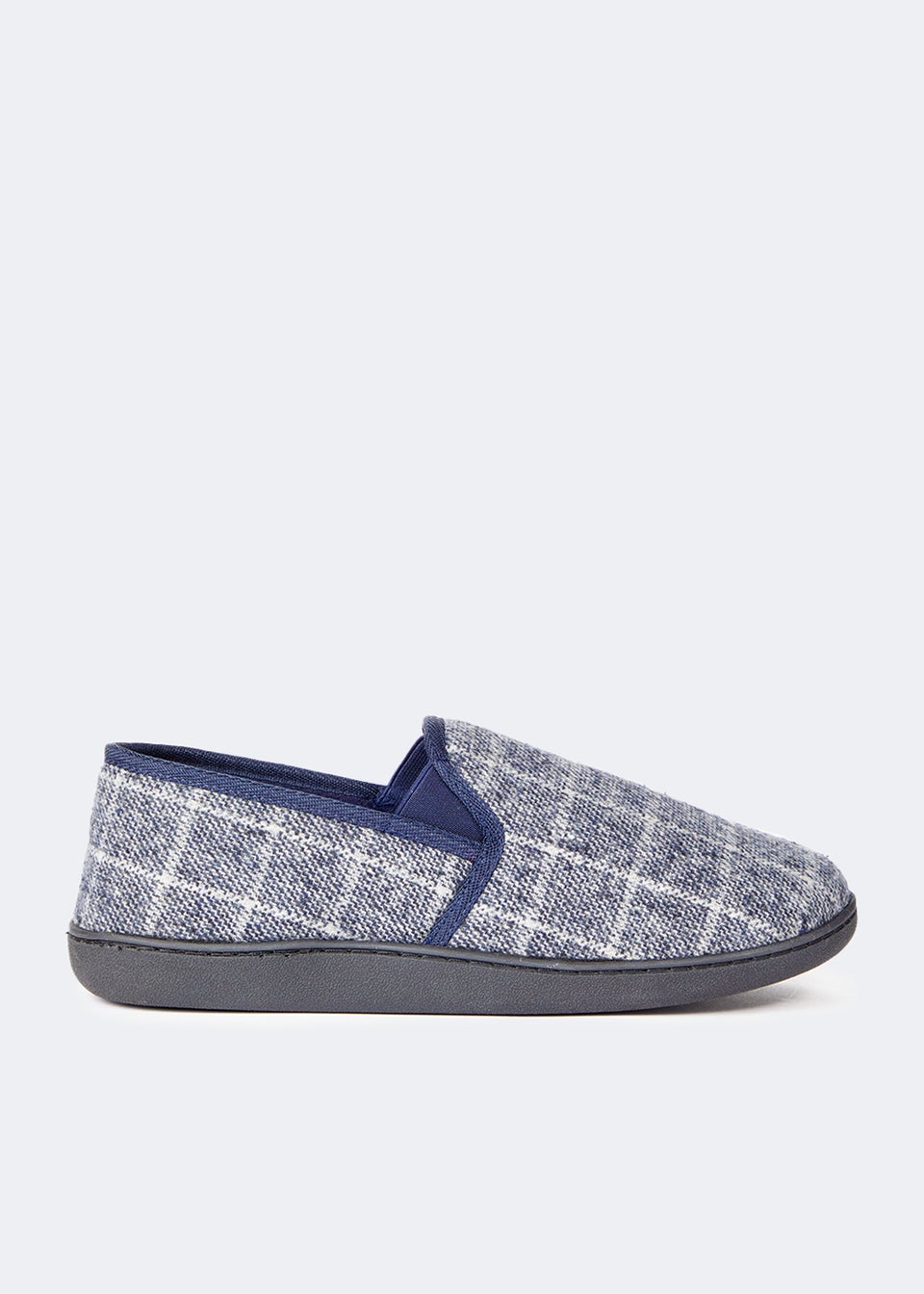 Navy Check Twin Gusset Slippers
