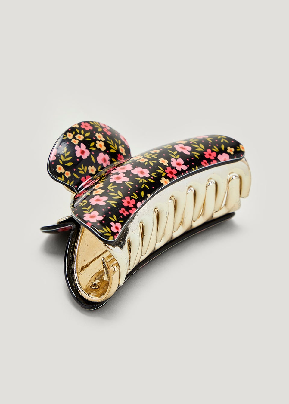 Black Floral Claw Clip