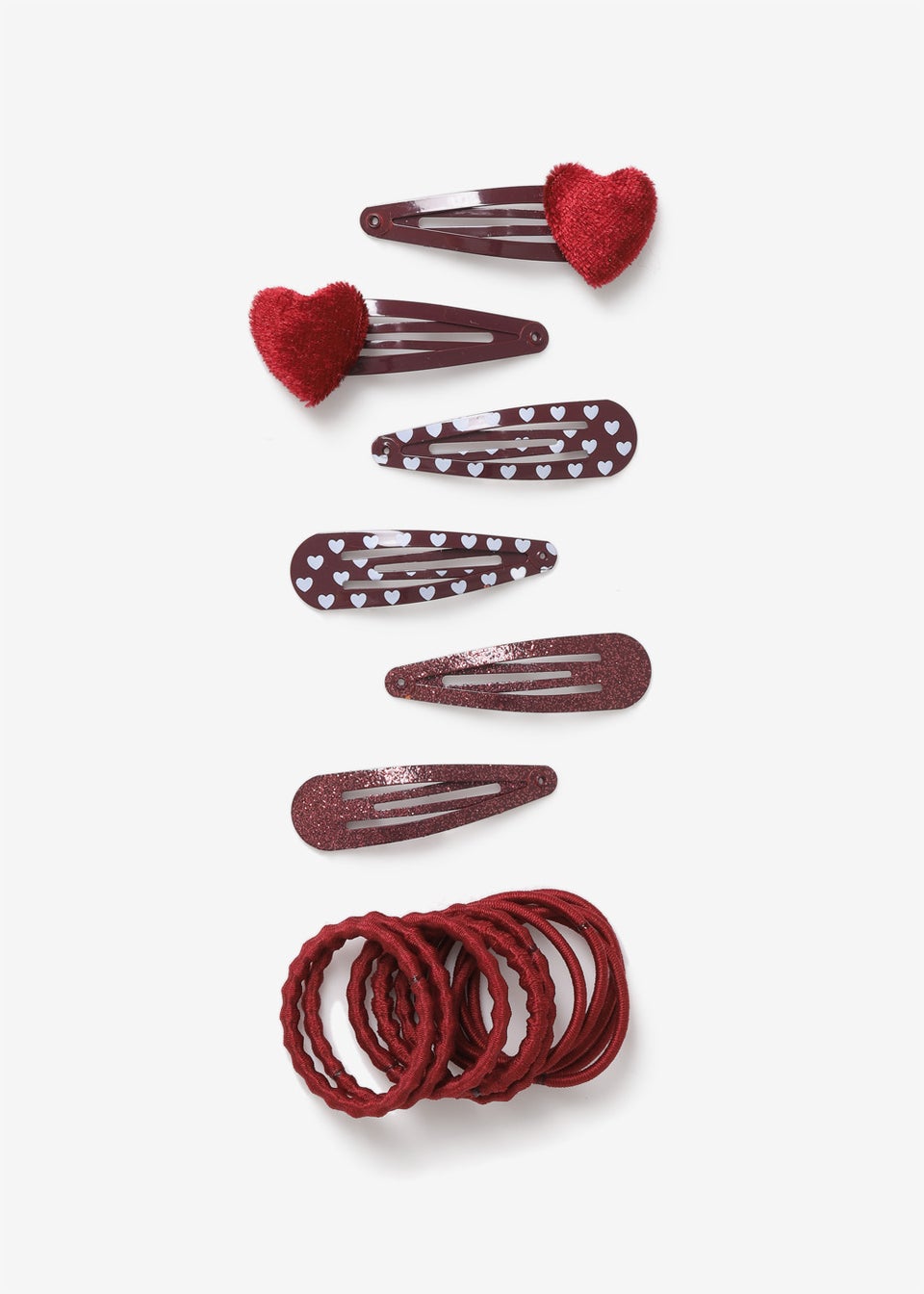 Girls Burgundy School Uniform Hair Clips & Bobbles Pack