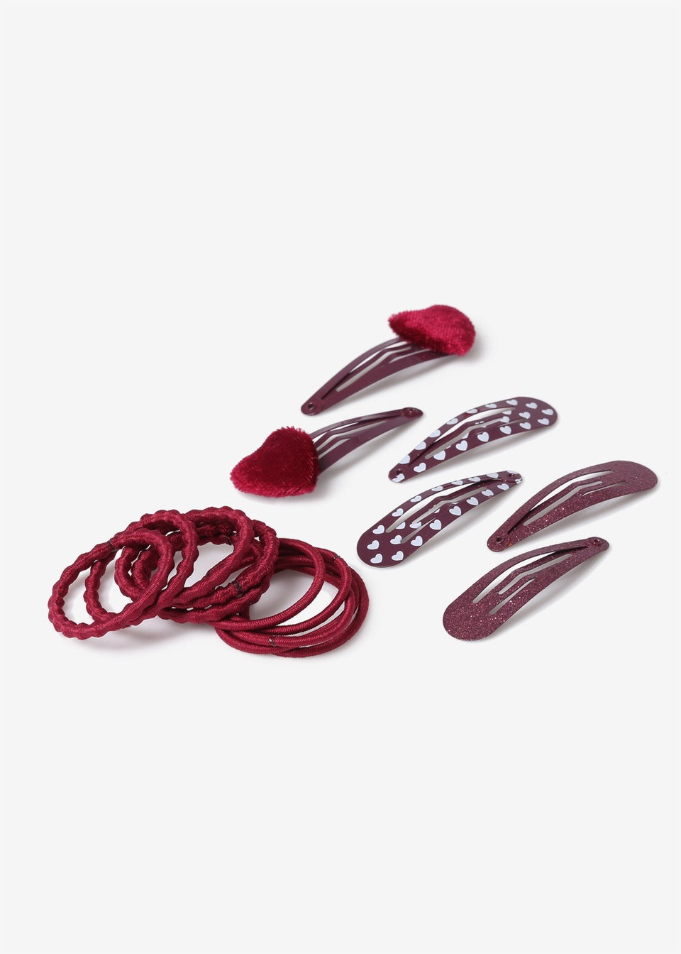 Girls Burgundy School Uniform Hair Clips & Bobbles Pack