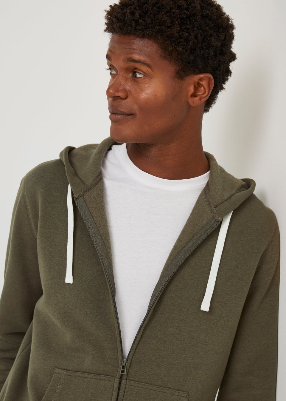 Khaki Essential Zip Up Hoodie