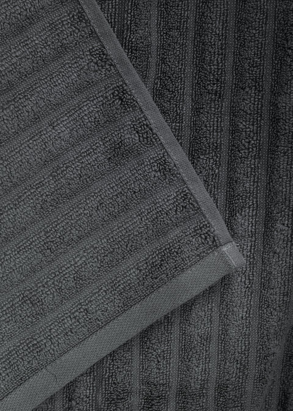 Dark Grey 100 Cotton Ribbed Towels Matalan