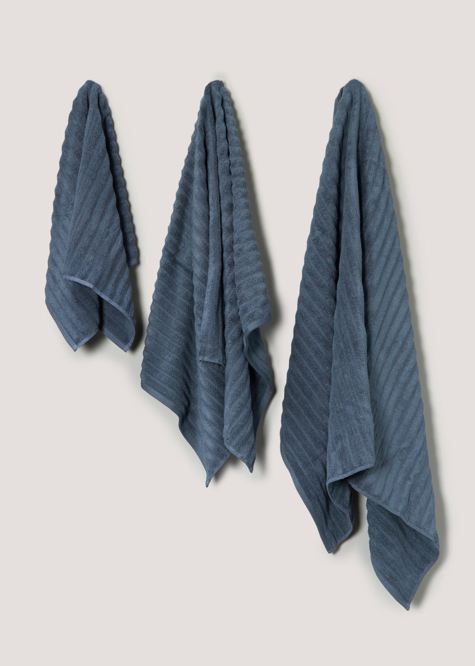 Blue 100 Cotton Ribbed Towels Matalan
