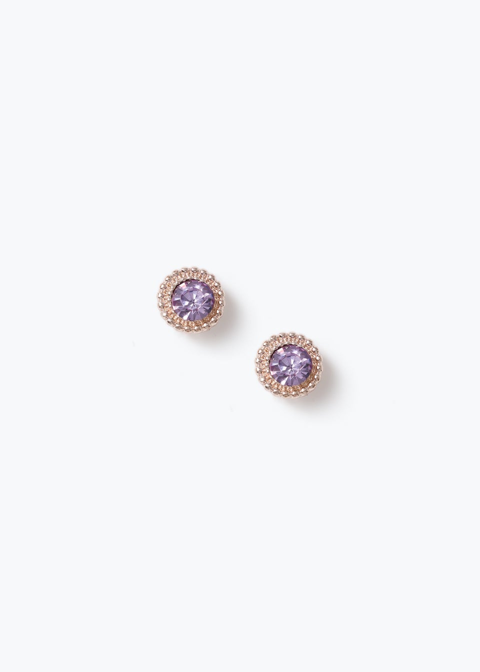 Rose Gold Glass Stone Stud Earrings