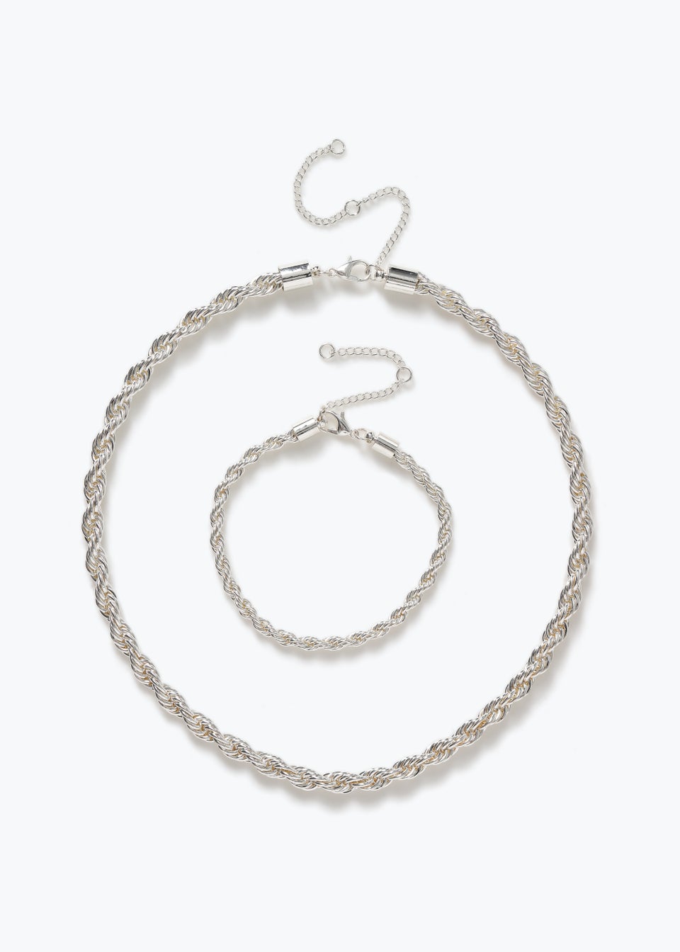 Silver Twist Necklace & Bracelet Set