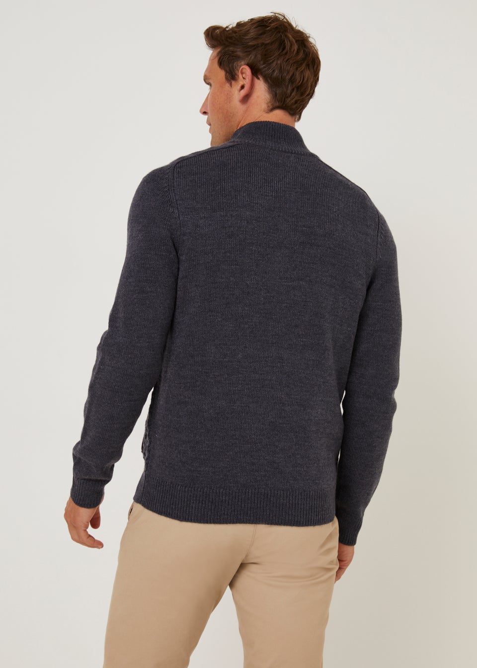 Navy Midweight Zip Up Cardigan