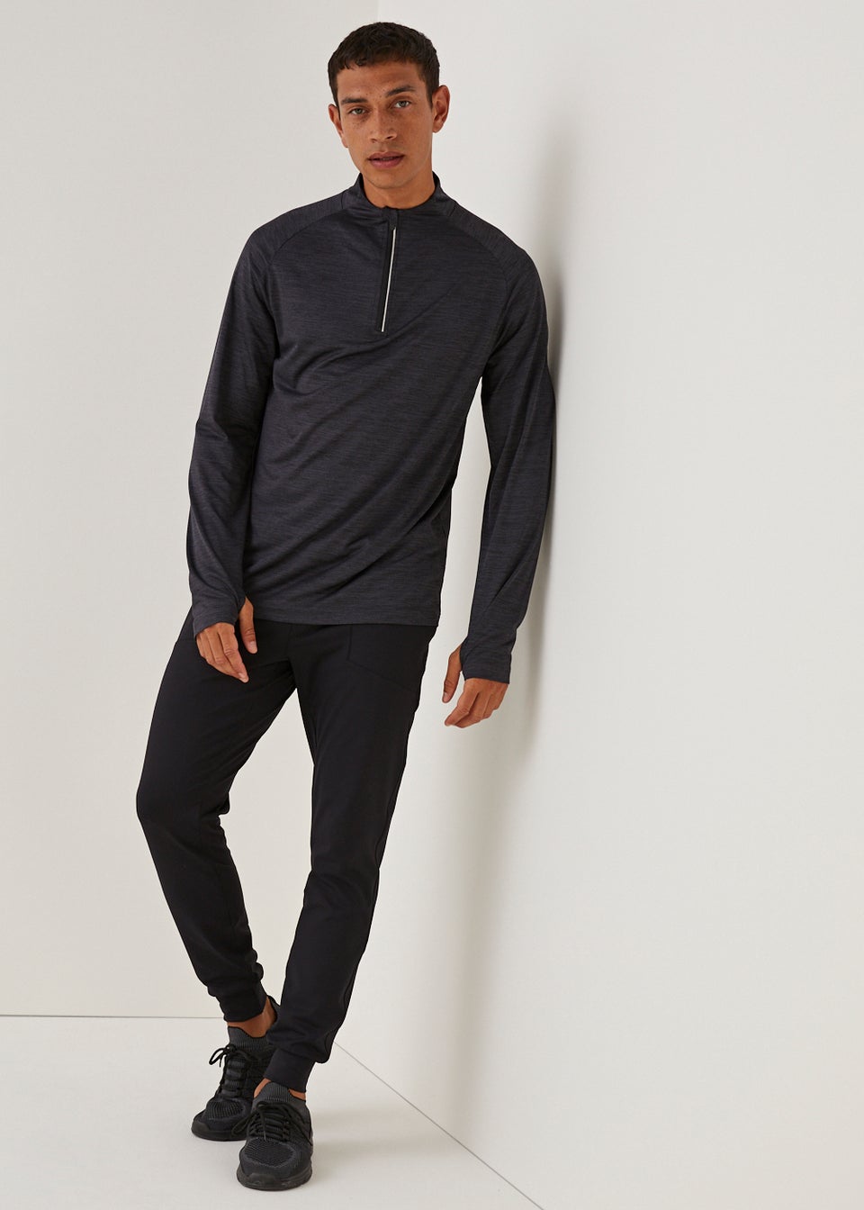 Souluxe Black Half Zip Sports Sweatshirt