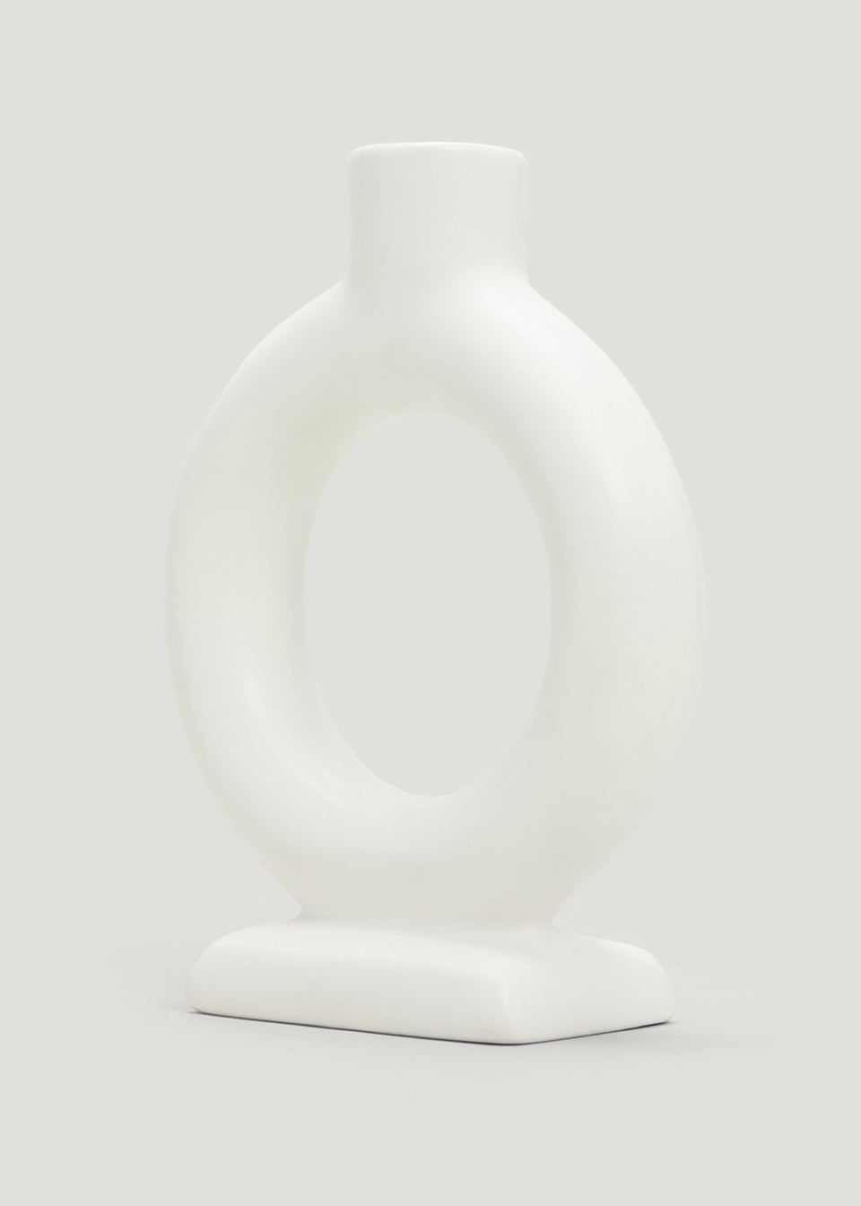 White Ceramic Round Candle Holder (11cm x 5cm x 14cm)