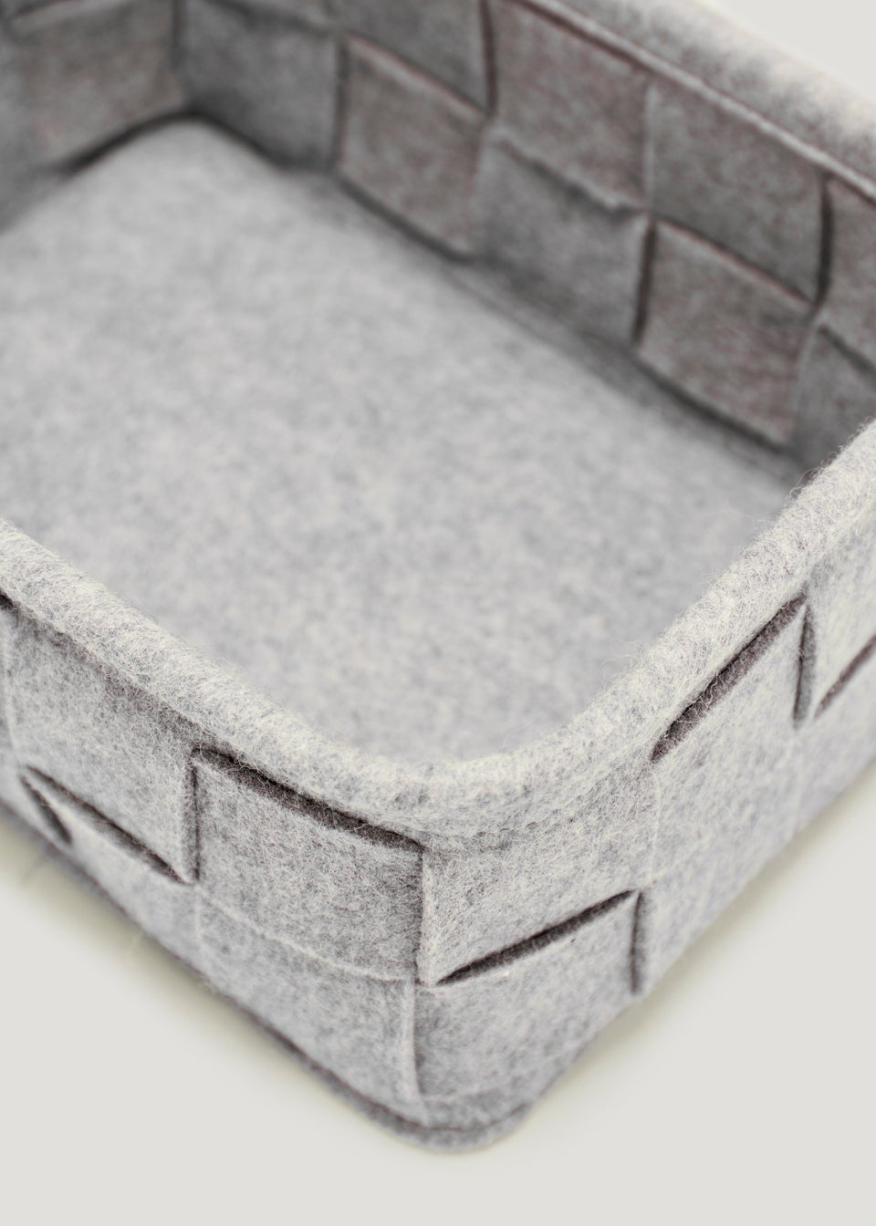 Grey Lattice Felt Deep Storage Tray (25cm x 18cm x 11cm)
