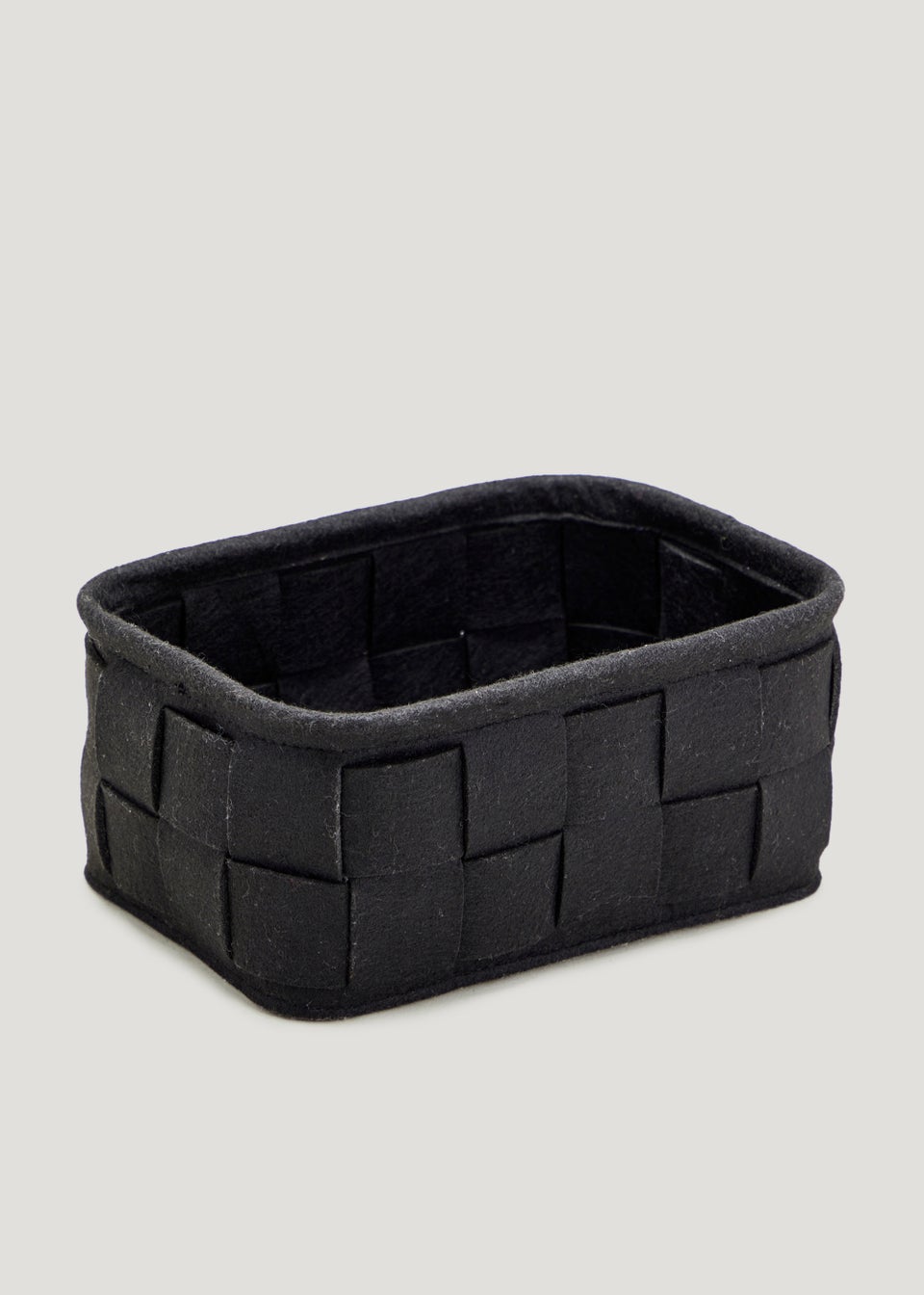 Black Lattice Felt Deep Storage Tray (25cm x 18cm x 11cm)
