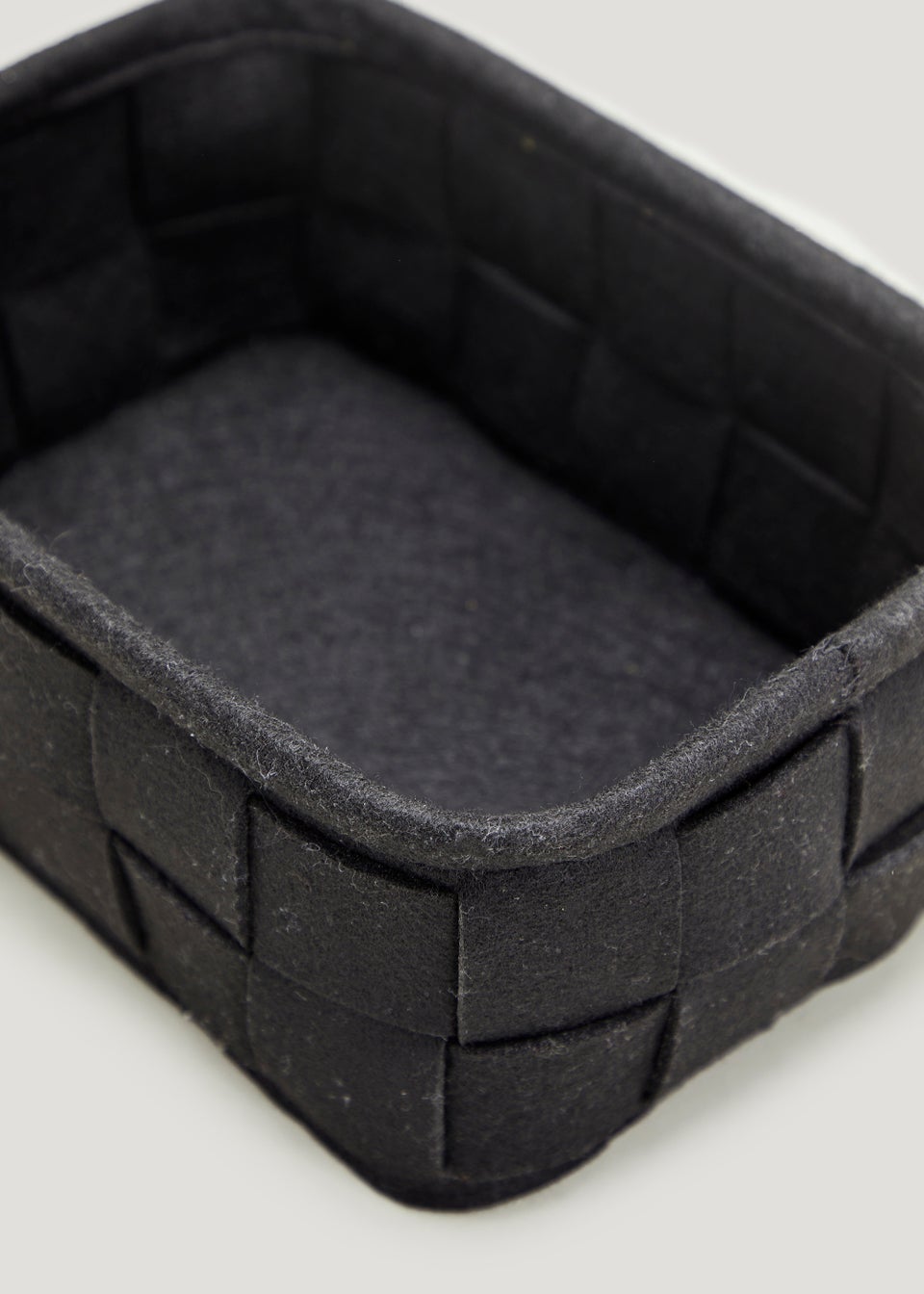 Black Lattice Felt Deep Storage Tray (25cm x 18cm x 11cm)