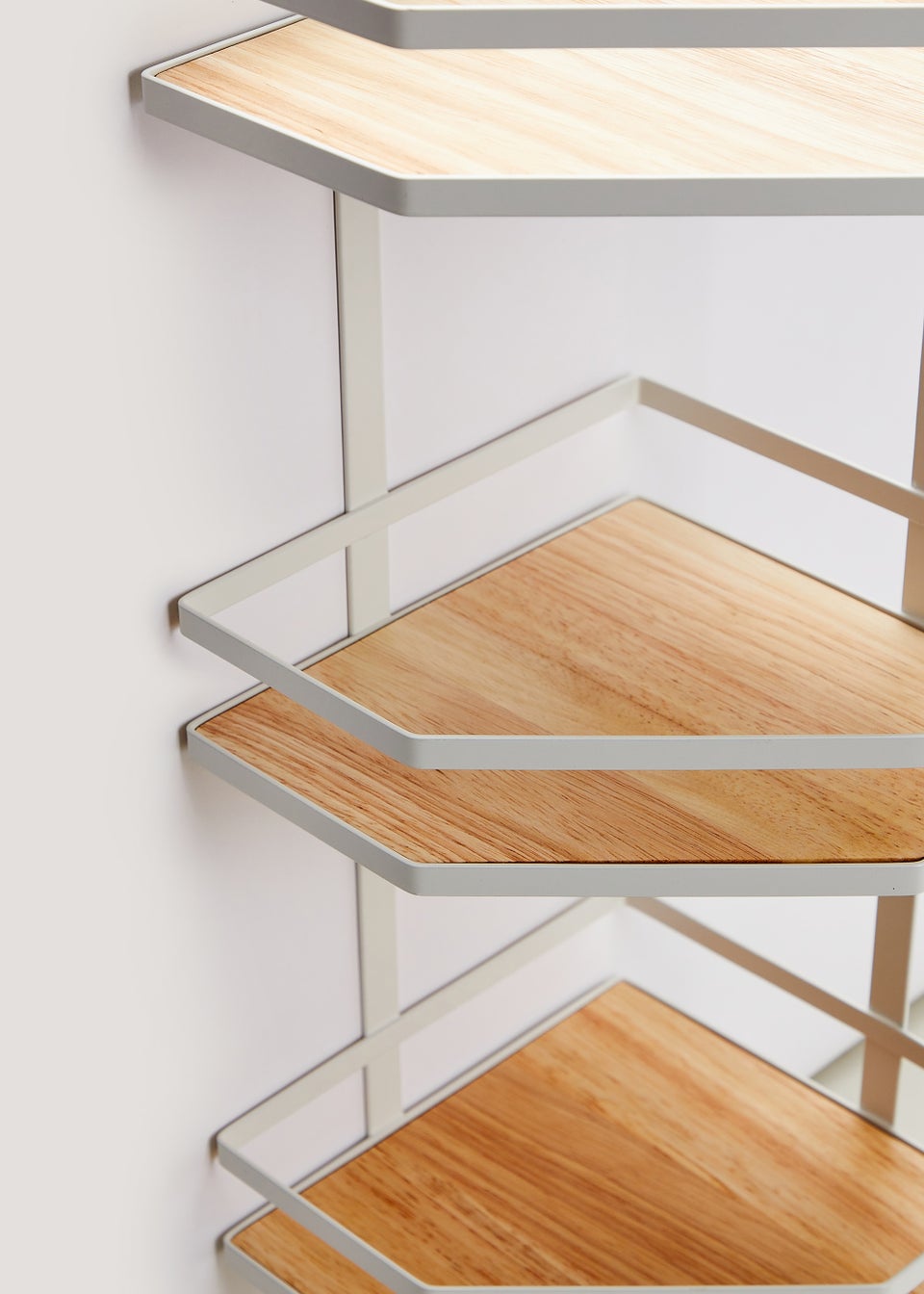 White Wire & Wood Corner Unit (51cm x 21cm x 58cm)