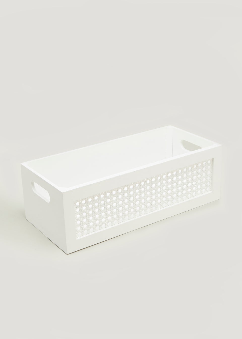 White Cane Bathroom Storage Tray (40cm x 18cm x 13cm)