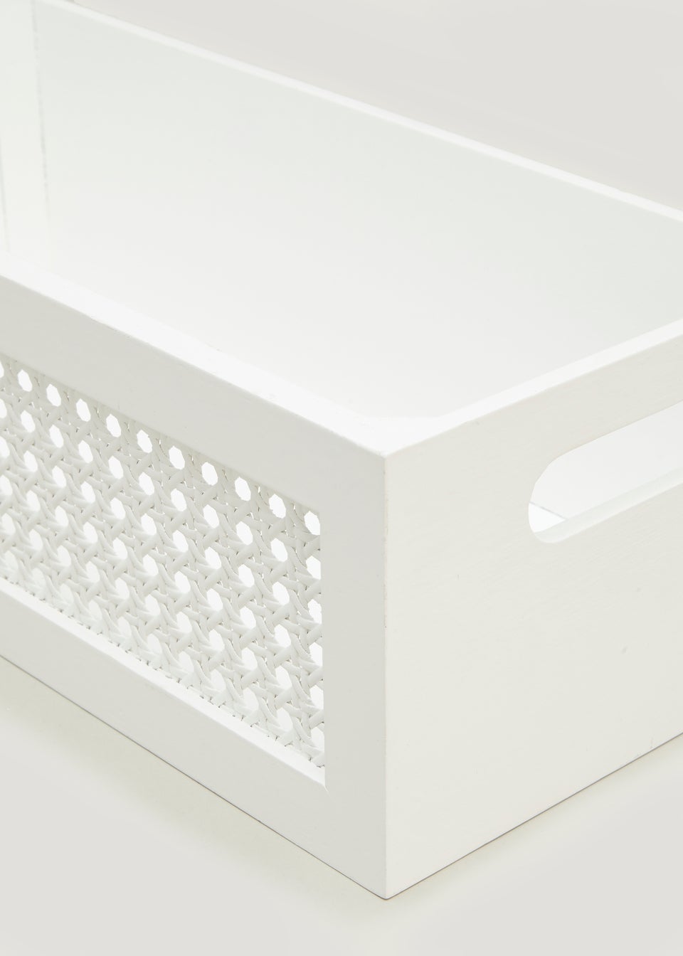 White Cane Bathroom Storage Tray (40cm x 18cm x 13cm)