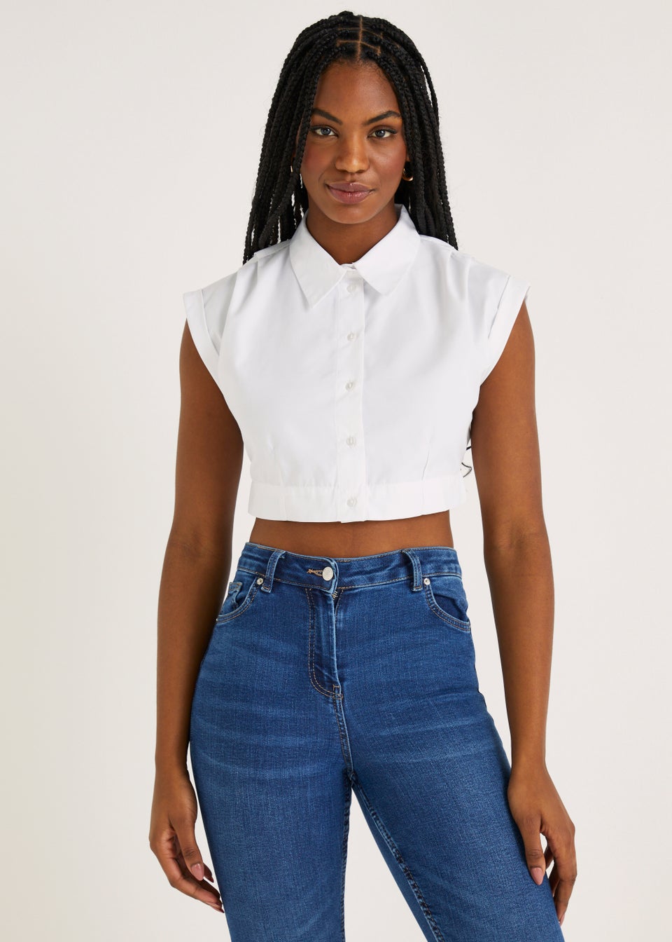 JDY Sierra White Cropped Top