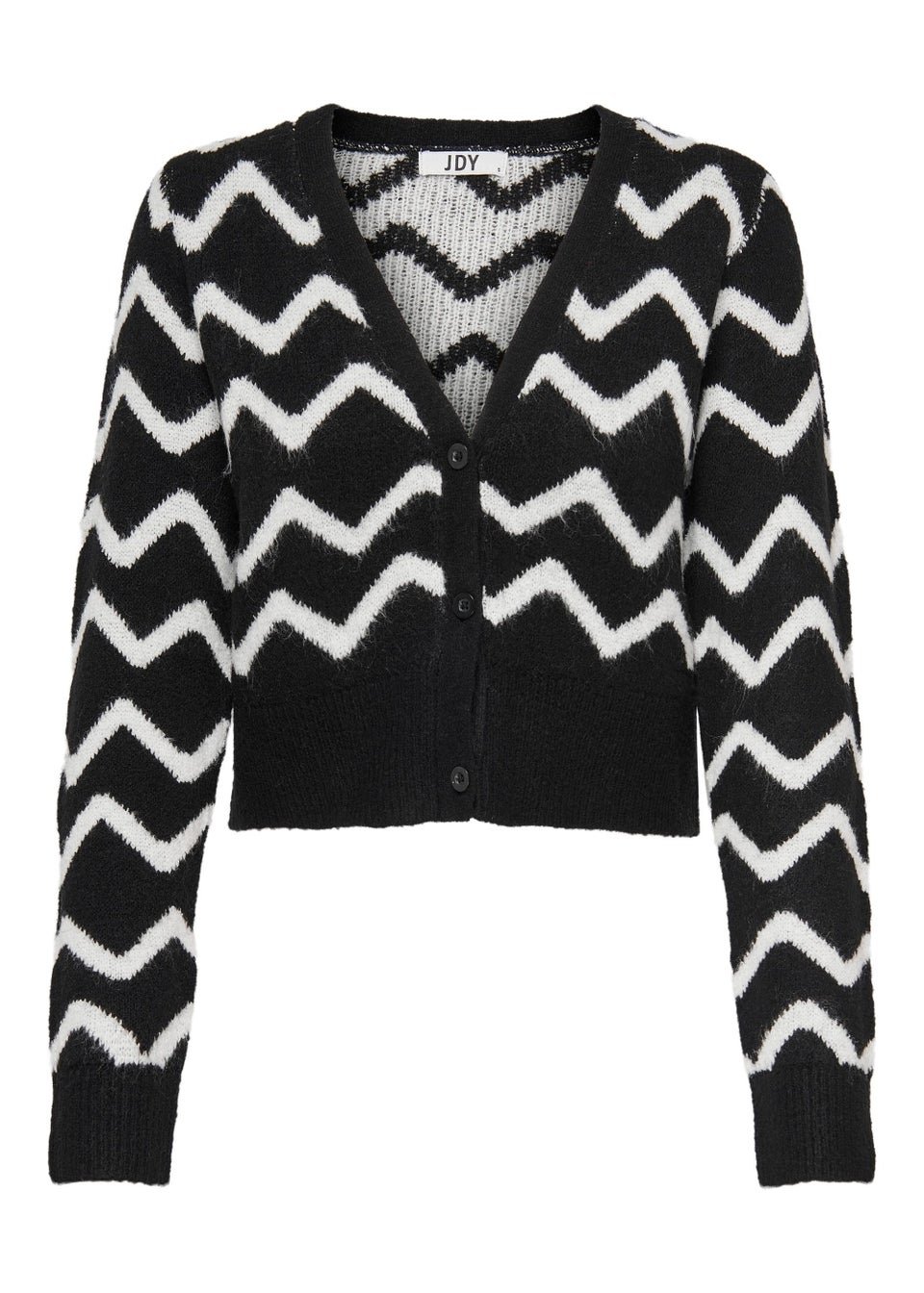 JDY Bonnie Black Zig Zag Cardigan