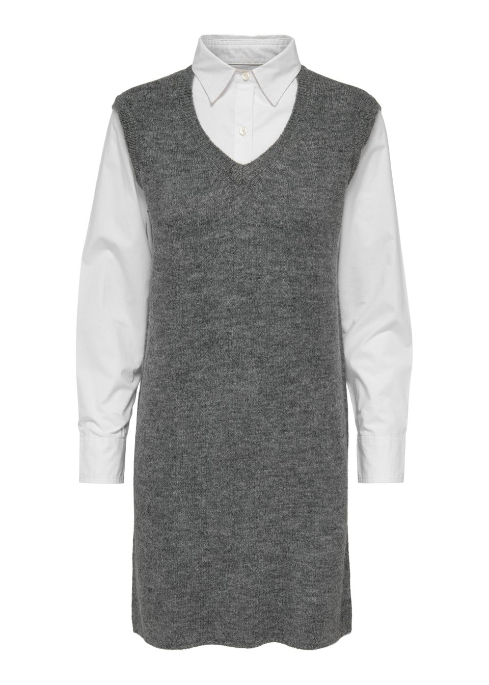 JDY Drea Grey Knitted Shirt Dress