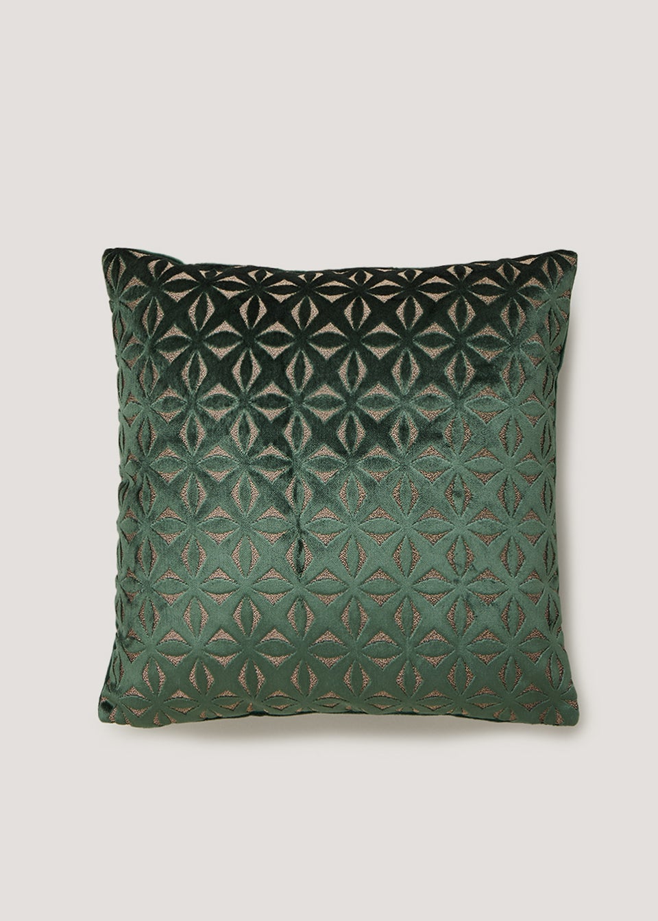 Green Velvet Cut Out Cushion 43cm x 43cm Matalan