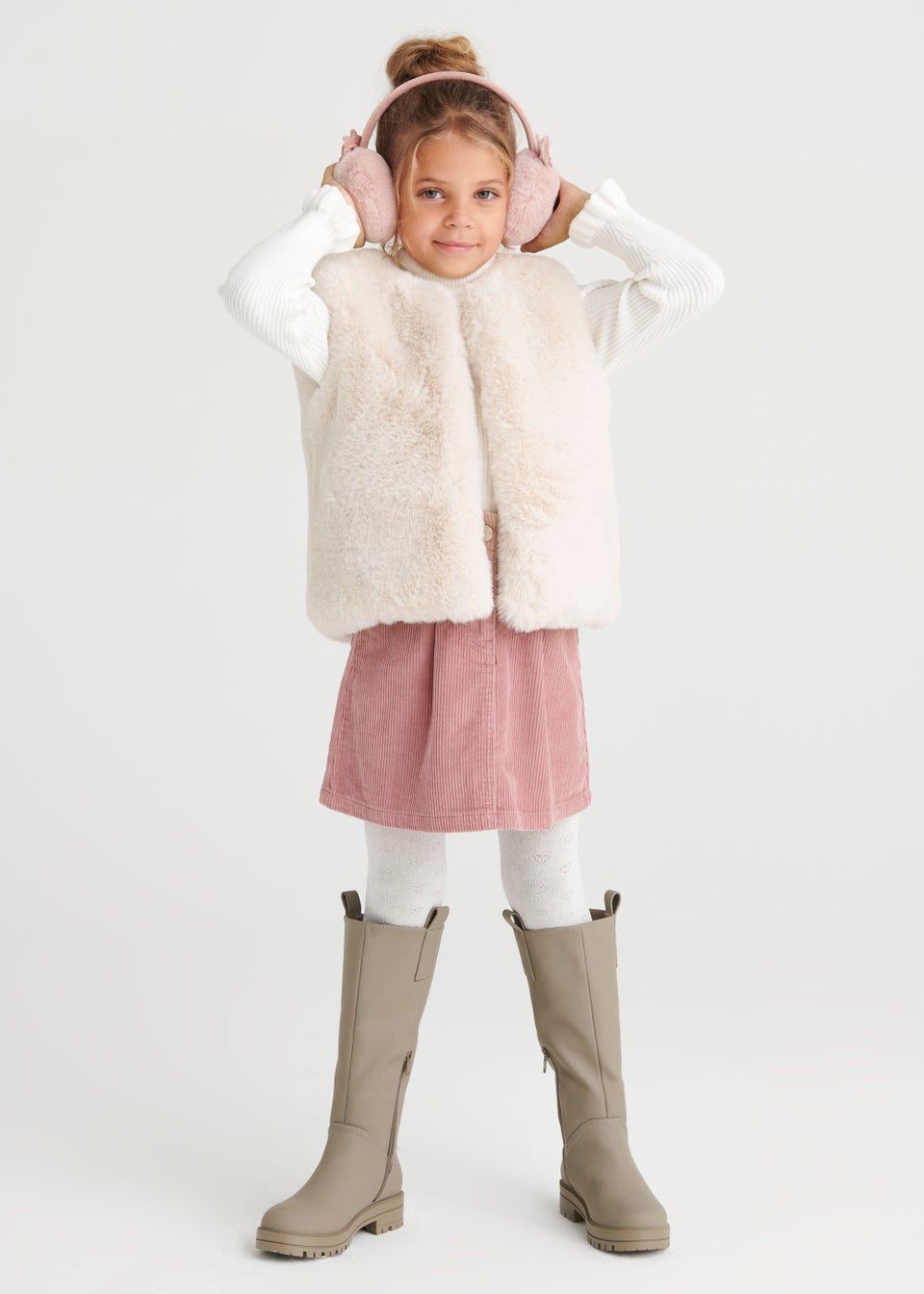 Girls Cream Faux Fur Gilet 4 13yrs
