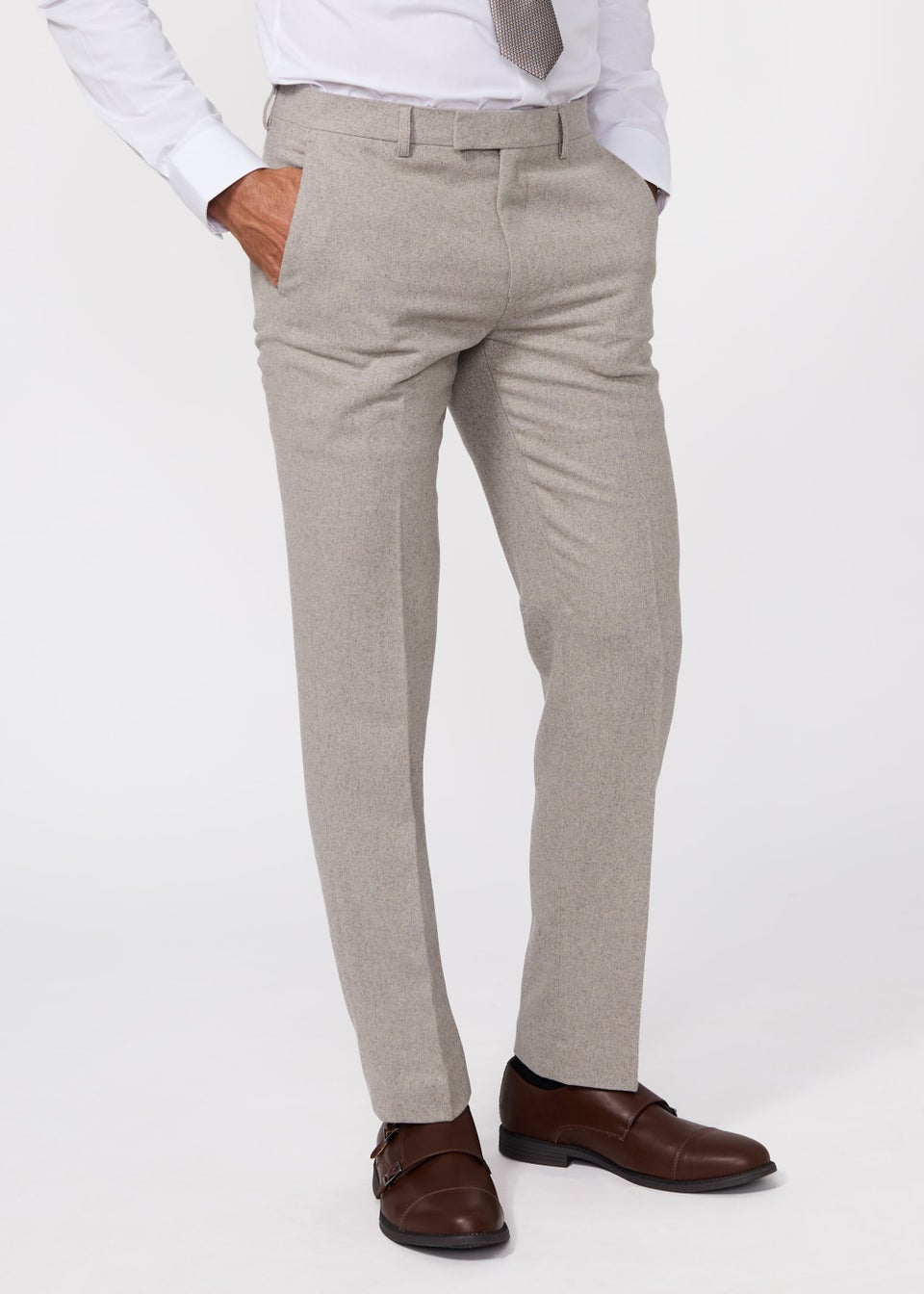Broken Stitch Brown Hemingway Slim Fit Suit Trousers - Matalan