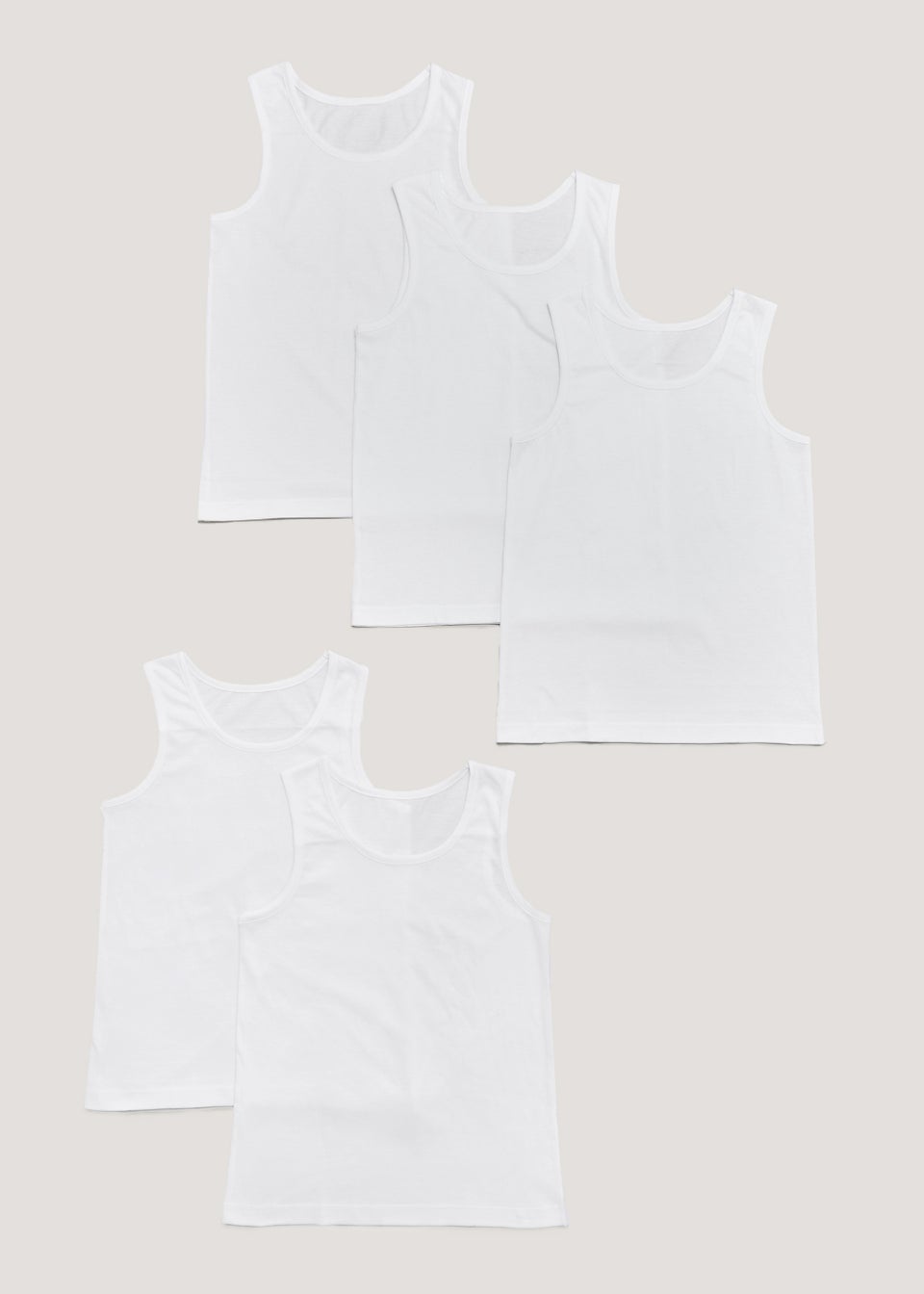 Kids 5 Pack White Vests (2-13yrs)