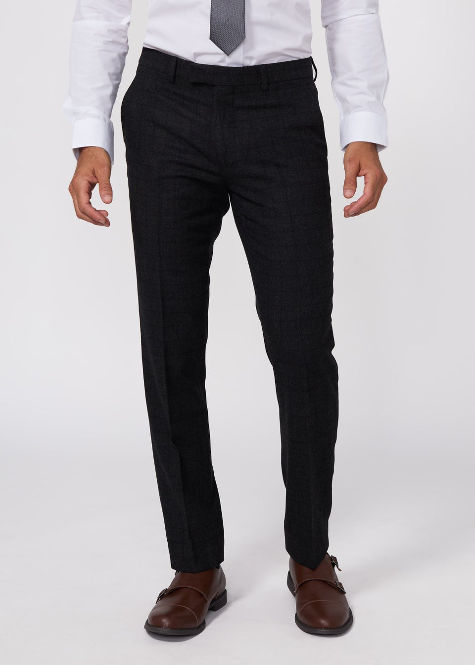 Broken Stitch Charcoal Fitzgerald Suit Slim Fit Trousers - Matalan