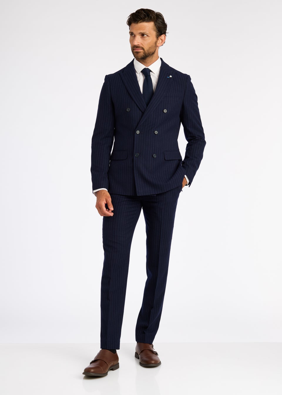 Broken Stitch Yeats Navy Pinstripe Suit Jacket