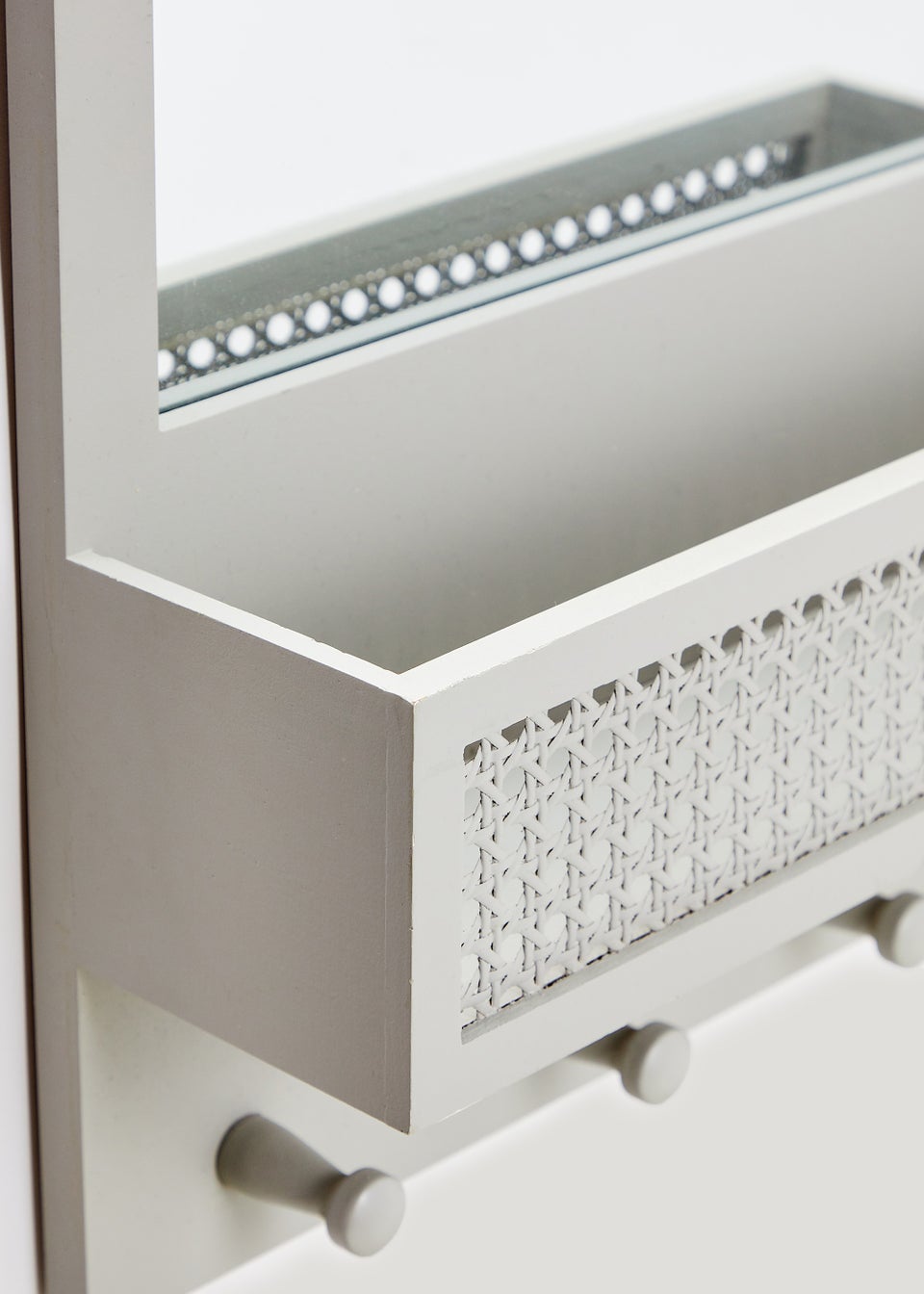 Grey Cane Storage Mirror (40cm x 12cm x 60cm)