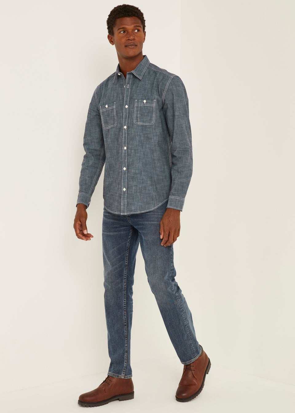 Blue Chambray Twin Pocket Shirt