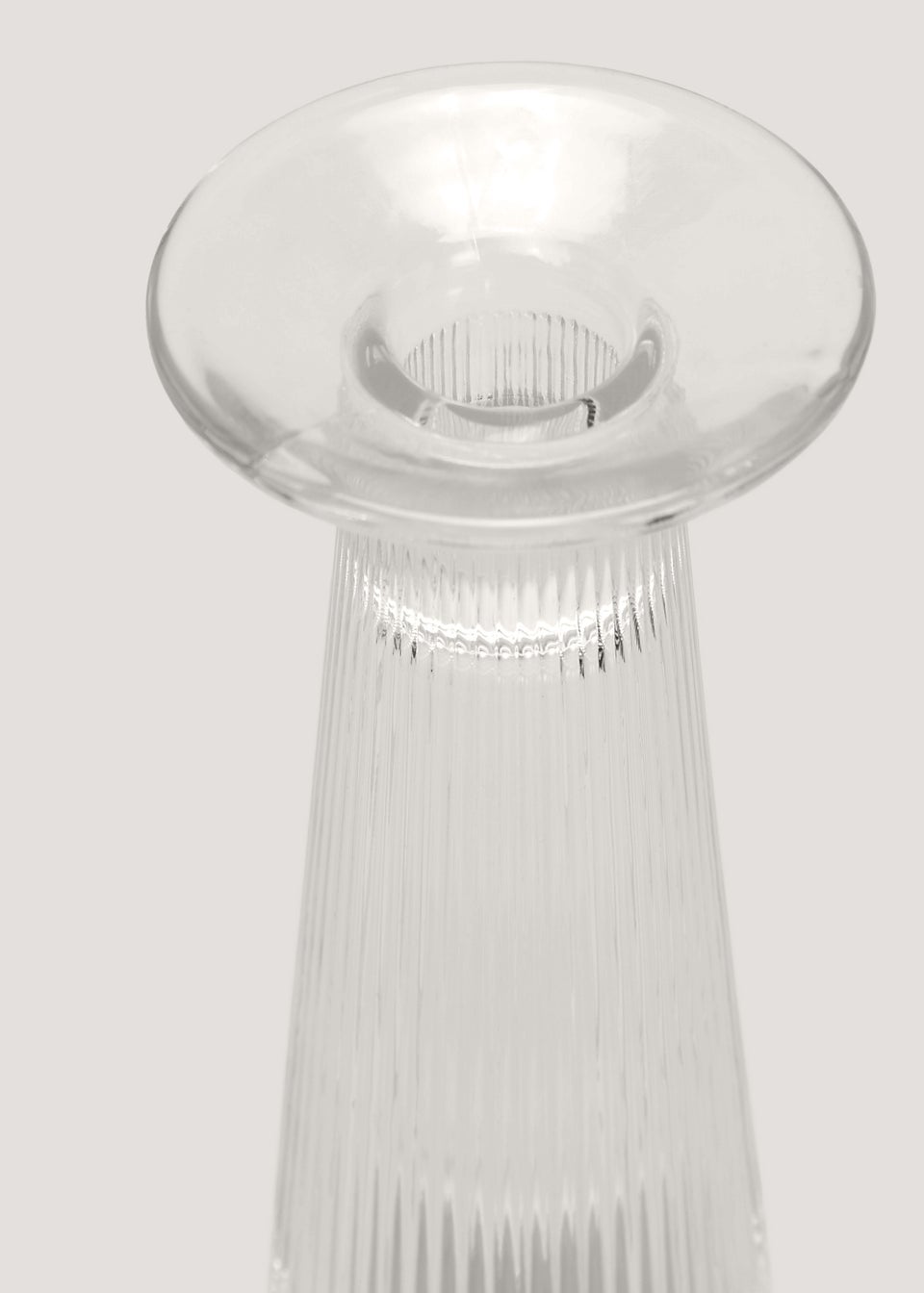 Ribbed Glass Candle Holder (16cm) - Matalan