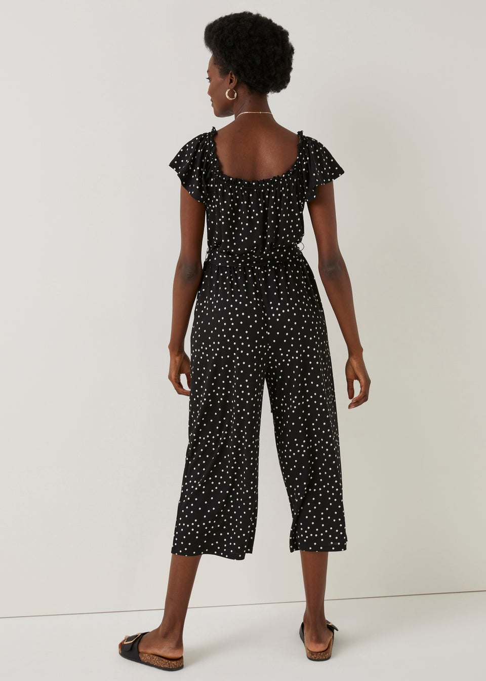 Black Spot Cropped Jumpsuit