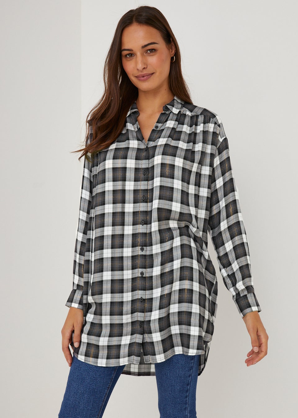 Longline check shirt womens clearance