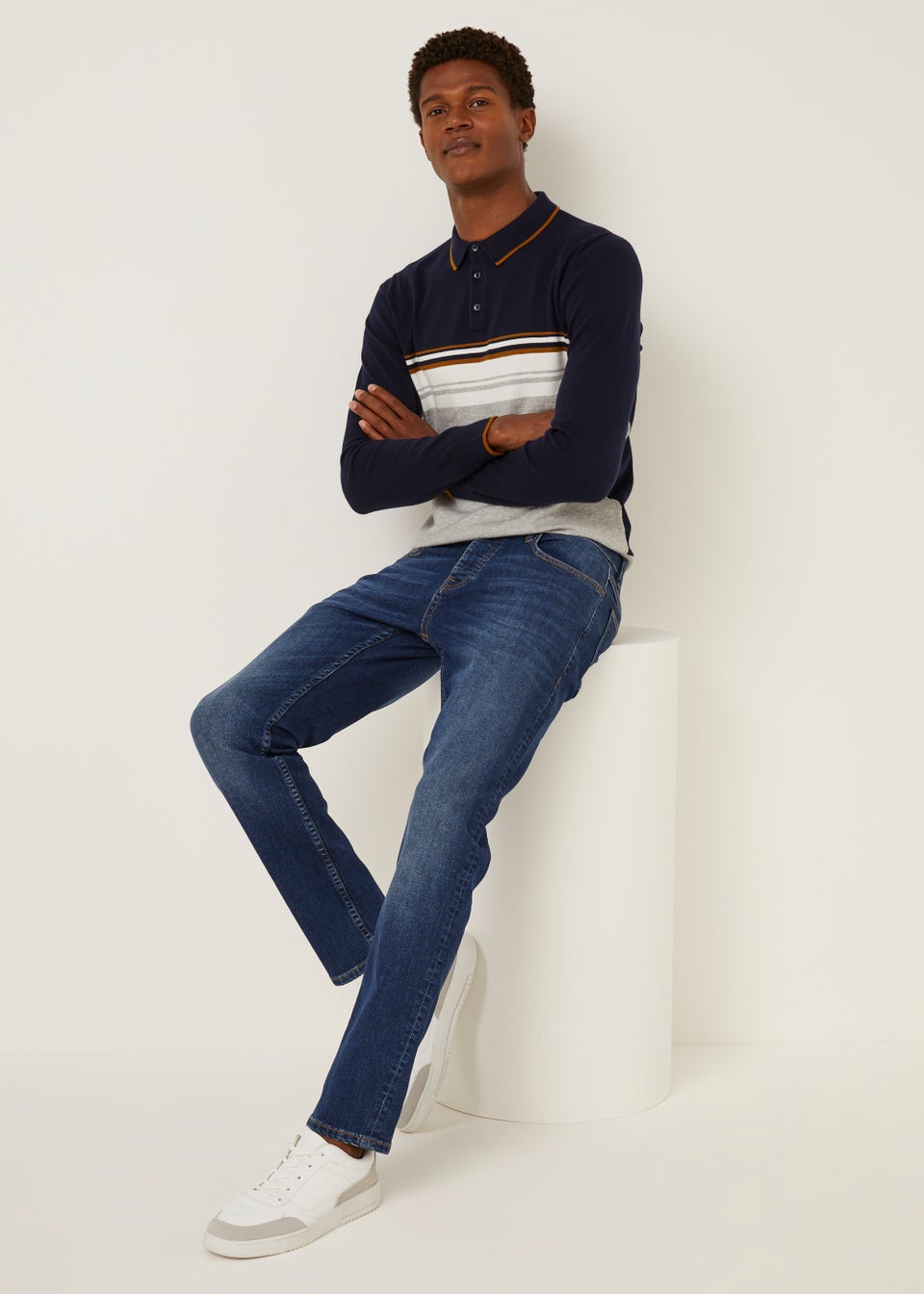 Dark Wash Stretch Straight Fit Jeans Matalan
