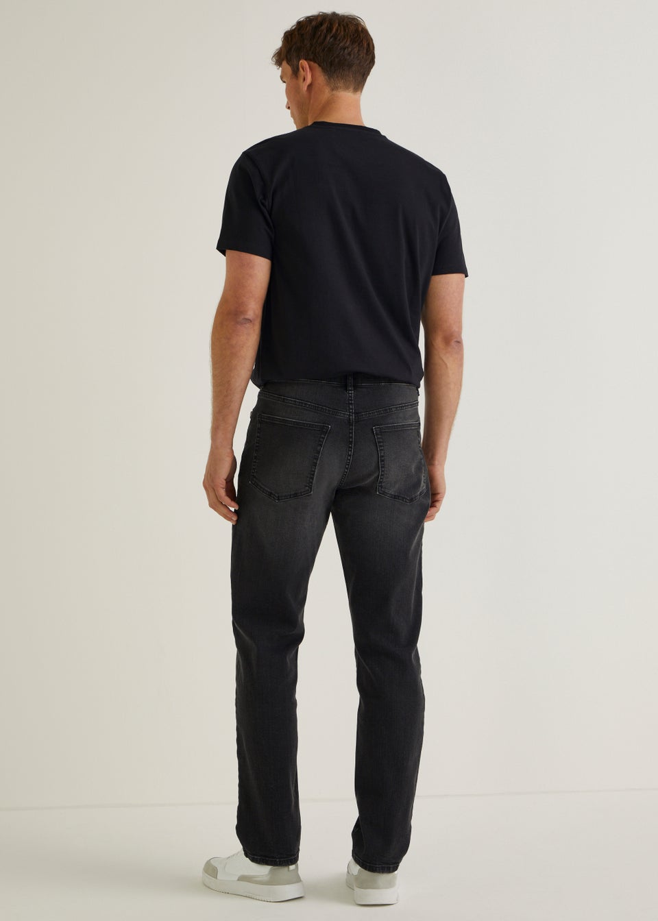 Black Wash Stretch Straight Leg Jeans