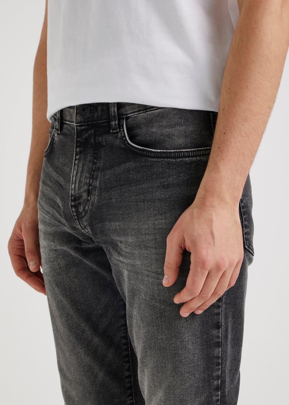 Dark Grey Wash Slim Tapered Jeans - Matalan