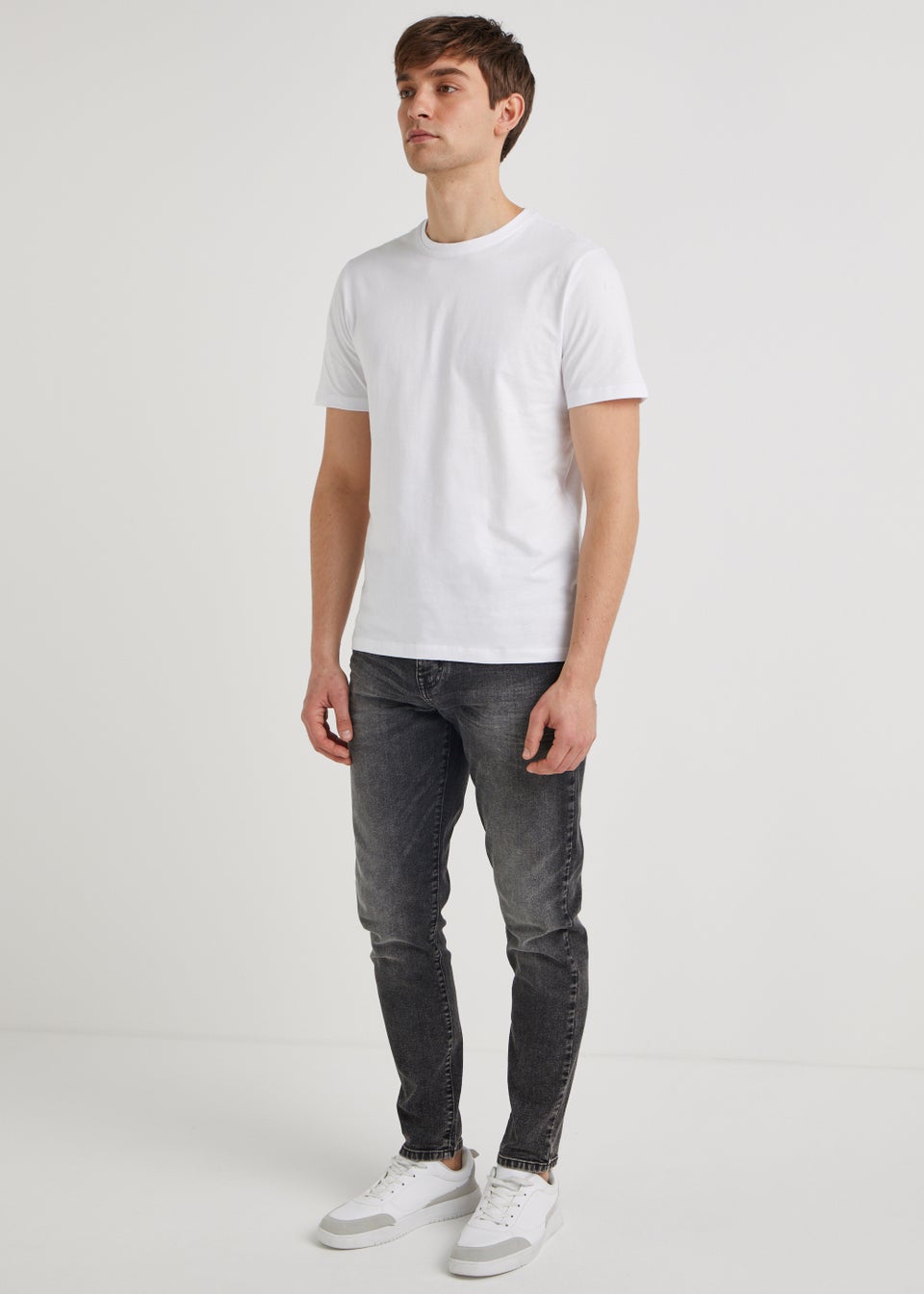 Dark Grey Wash Slim Fit Tapered Jeans