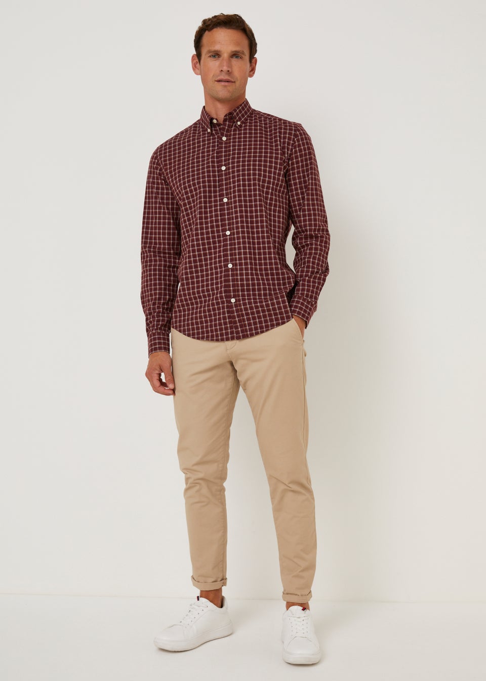 Burgundy Micro Check Shirt