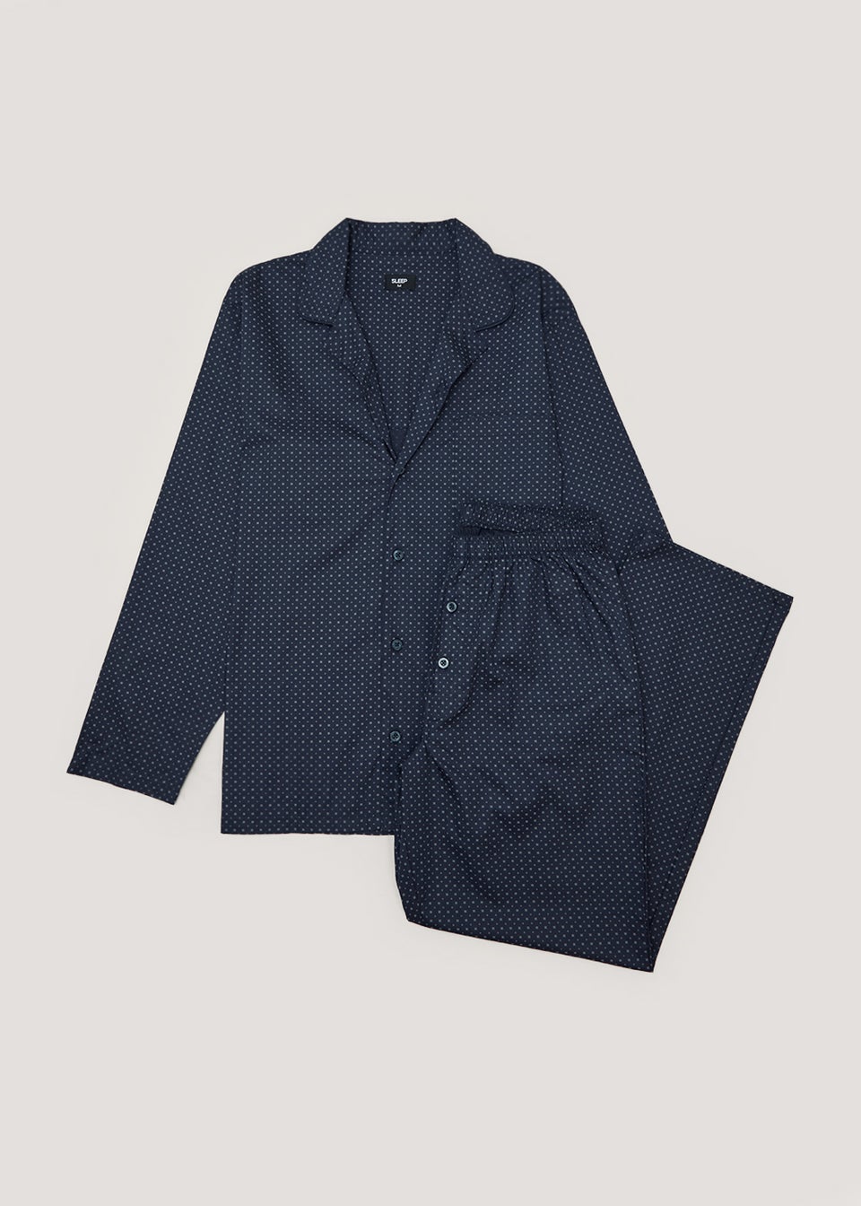 Navy Geo Woven Cotton Pyjama Set