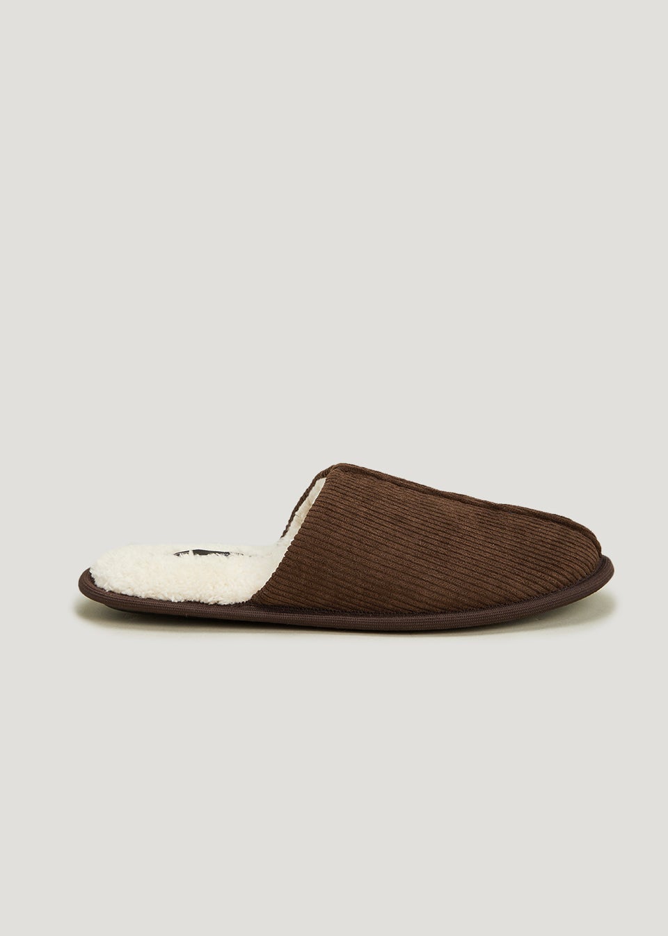 Brown Ribbed Mule Slippers Matalan